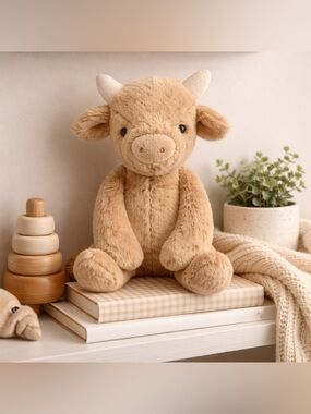 Jellycat London Bashful Cow Tan Plush Toy Preowned Rare Hard To Find Retired